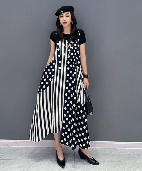 Polka Dot & Stripe Patchwork Dress